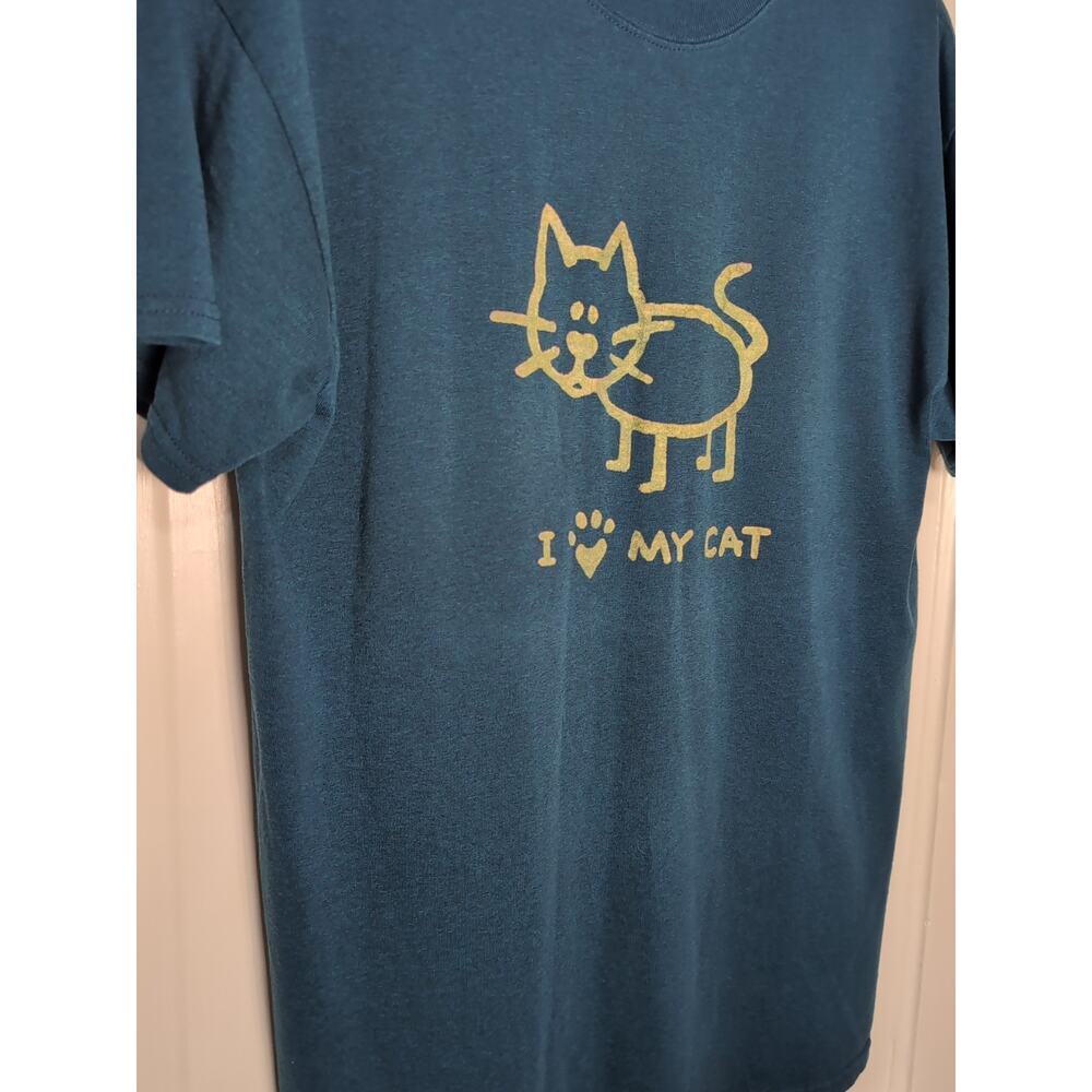 I Heart My Cat Drawing Short-Sleeve T-Shirt Cat Lady Heavyweight Men's M(1089) - Picture 2 of 4